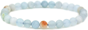 Natural Matt Multicolor Aquamarine Gemstone 6mm Round Beads Stretch Bracelet 7inch Unisex