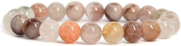 Natural Multicolor Rutilated Quartz Gemstone 8mm Round Beads Stretch Bracelet 7 Inch Unisex
