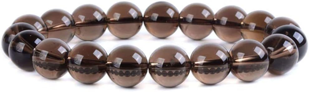Natural Smoky Quartz Gemstone 10mm Round Beads Stretch Bracelet 7 Inch Unisex