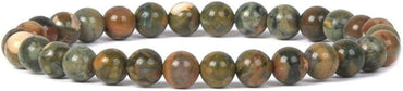 Natural Rhyolite Jasper Gemstone 6mm Round Beads Stretch Bracelet 6.5inch Unisex