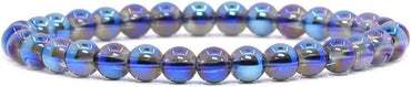 Natural Clear Quartz Titanium Gemstone 6mm Round Beads Stretch Bracelet 6.5inch Unisex