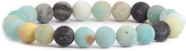 Angelstones Natural Matt Multicolor Amazonite Gemstone 8mm Round Beads Stretch Bracelet 7 Inch Unisex