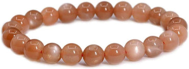 Natural A Grade Orange Sunstone Gemstone 8mm Round Beads Stretch Bracelet 7 Inch Unisex