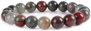 Angelstones Natural African Bloodstone Gemstone 10mm Round Beads Stretch Bracelet 7 Inch Unisex
