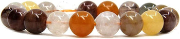 Angelstones Natural Multicolor Rutilated Quartz Genuine Semi-Precious Gemstones Healing 10mm Beaded Stretch Bracelet 7inch Unisex