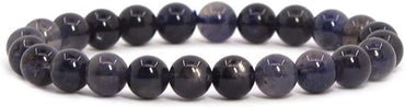 Natural Iolite Gemstone 8mm Round Beads Stretch Bracelet 7 Inch Unisex
