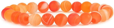 Matte Red Banded Agate Gemstone 8mm Round Beads Stretch Bracelet 7inch Unisex