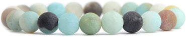 Angelstones Natural Matt Multicolor Amazonite Gemstone 8mm Round Beads Stretch Bracelet 7 Inch Unisex