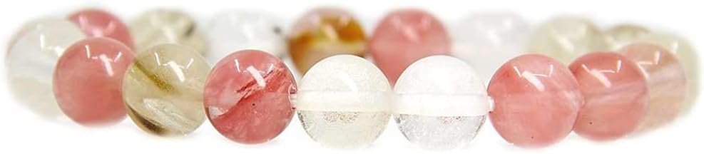 Angelstones Synthetic Volcano Cherry Quartz Genuine Semi-Precious Gemstones Healing 10mm Beaded Stretch Bracelet 7inch Unisex