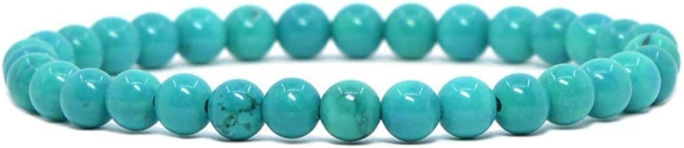 Dyed Turquoise Howlite Gemstone 6mm Round Beads Stretch Bracelet 6.5inch Unisex