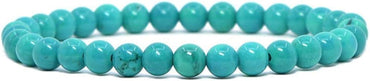Dyed Turquoise Howlite Gemstone 6mm Round Beads Stretch Bracelet 6.5inch Unisex