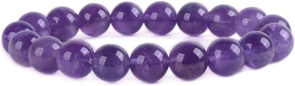 Natural Amethyst Gemstone 10mm Round Beads Stretch Bracelet 7 Inch Unisex