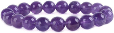 Natural Amethyst Gemstone 10mm Round Beads Stretch Bracelet 7 Inch Unisex