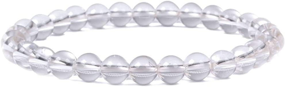 Natural Clear Quartz Gemstone 6mm Round Beads Stretch Bracelet 6.5inch