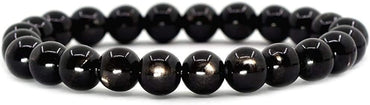 Natural Aura Hypersthene Gemstone 8mm Round Beads Stretch Bracelet 7 Inch Unisex