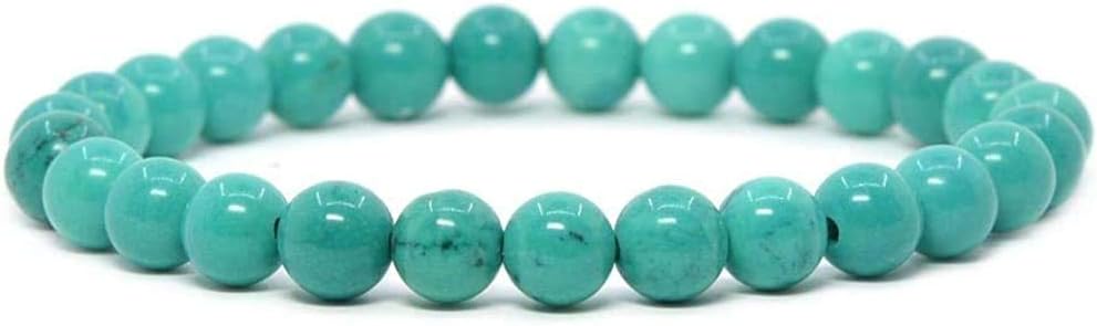 Dyed Green Howlite Turquoise Gemstone 8mm Round Beads Stretch Bracelet 7 Inch Unisex