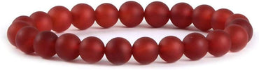 Natural Frosted Red Agate Gemstone 8mm Round Beads Stretch Bracelet 7inch Unisex