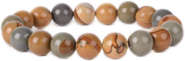 Natural Owyhee Picture Jasper Gemstone 10mm Round Beads Stretch Bracelet 7inch Unisex