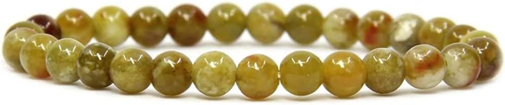 Angelstones Natural Green Seraphinite Gemstone 6mm Round Beads Stretch Bracelet 7inch Unisex