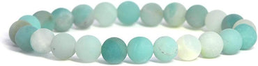 Angelstones Natural Matte Blue Amazonite Gemstone 8mm Round Beads Stretch Bracelet 7 Inch Unisex
