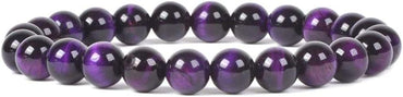 Dyed Purple Tiger Eye Gemstone 8mm Round Beads Stretch Bracelet 7inch
