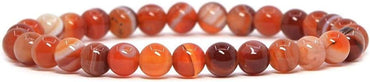 Red Sardonyx Agate Gemstone 6mm Round Beads Stretch Bracelet 6.5inch Unisex