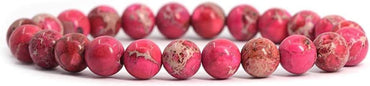 Rose Sea Sediment Jasper Gemstone 8mm Round Beads Stretch Bracelet 7 Inch Unisex