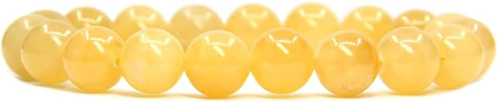 Angelstones Natural Yellow Jade Genuine Semi-Precious Gemstones Healing 10mm Beaded Stretch Bracelet 7inch Unisex