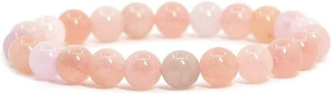 Angelstones Natural Peach Morganite Gemstone 8mm Round Beads Stretch Bracelet 7 Inch Unisex