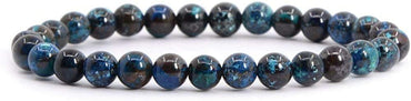 Angelstones Natural Chrysocolla Gemstone 6mm Round Beads Stretch Bracelet 6.5inch Unisex