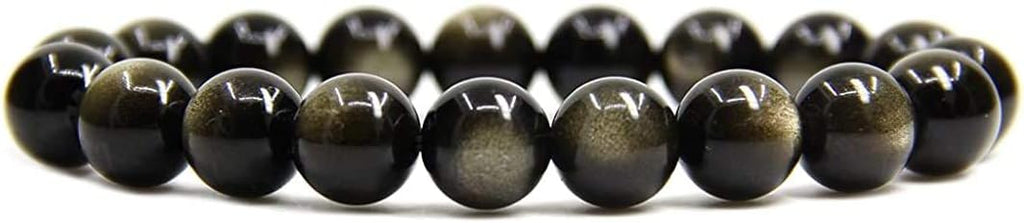 Angelstones Natural AA Grade Golden Obsidian Genuine Semi-Precious Gemstones Healing 10mm Beaded Stretch Bracelet 7inch Unisex