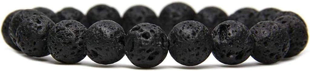 Natural Lava Gemstones Healing Power Crystal Elastic Stretch Beaded Bracelet 7inch Unisex,10mm Beads