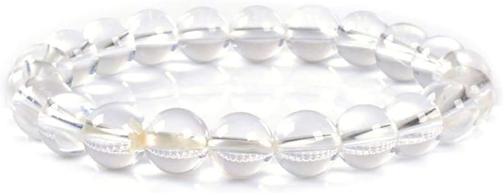 Natural A Grade Clear Quartz Rock Crystal Gemstone 8mm Round Beads Stretch Bracelet 7inch Unisex