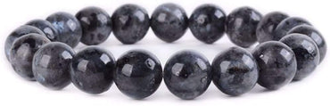 Angelstones Natural Larvikite Gemstone 10mm Round Beads Stretch Bracelet 7 Inch Unisex