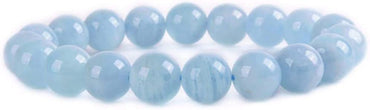Natural Aquamarine Gemstone 10mm Round Beads Stretch Bracelet 7 Inch Unisex