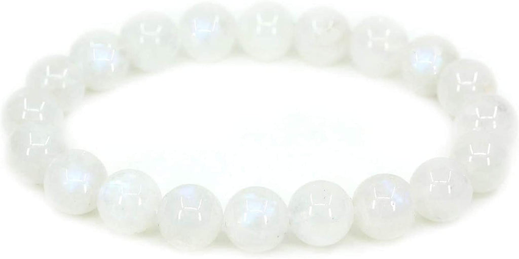 Angelstones Natural Blue Moonstone Genuine Semi-Precious Gemstones Healing 10mm Beaded Stretch Bracelet 7inch Unisex