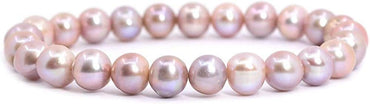 Angelstones Natural Genuine Pink Pearl Gemstone 8mm Round Beads Stretch Bracelet 7 Inch Unisex