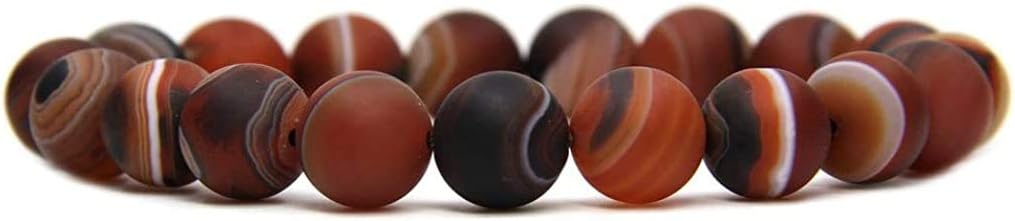 Angelstones Natural Matt Red Dream Agate Genuine Semi-Precious Gemstones Healing 10mm Beaded Stretch Bracelet 7inch Unisex