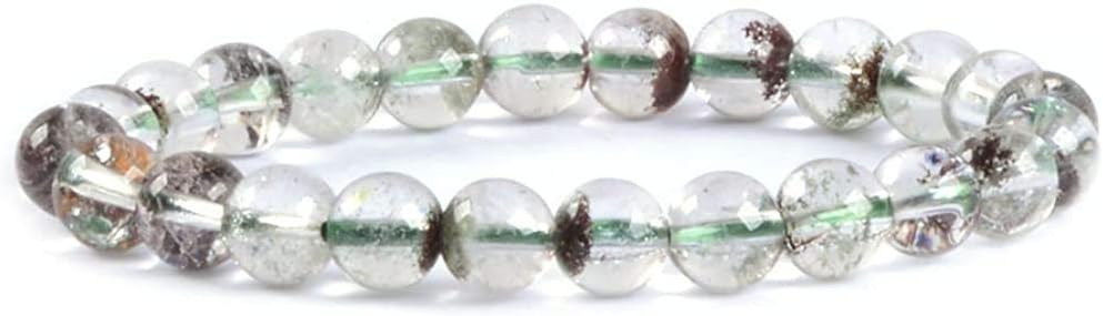 Natural Clear Phantom Quartz Gemstone 8mm Round Beads Stretch Bracelet 7 Inch Unisex