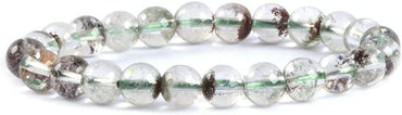 Natural Clear Phantom Quartz Gemstone 8mm Round Beads Stretch Bracelet 7 Inch Unisex
