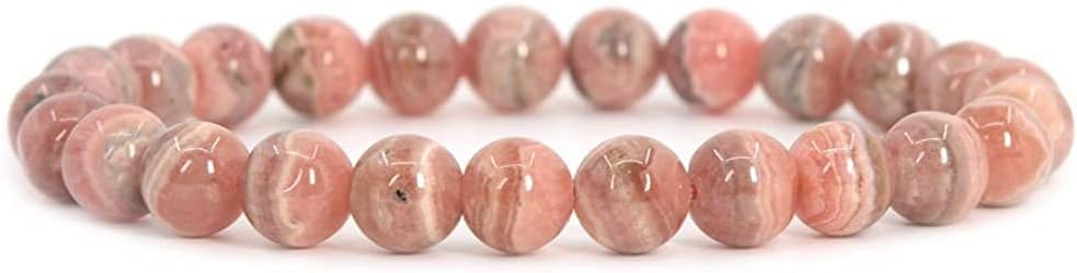 Natural Argentina Rhodochrosite Gemstone 8mm Round Beads Stretch Bracelet 7inch Unisex