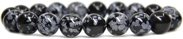 Angelstones Natural Snowflake Obsidian Genuine Semi-Precious Gemstones Healing 10mm Beaded Stretch Bracelet 7inch Unisex