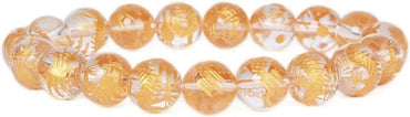 Angelstones Clear Quartz Gold Dragon Gemstone 10mm Round Beads Stretch Bracelet 7 Inch Unisex