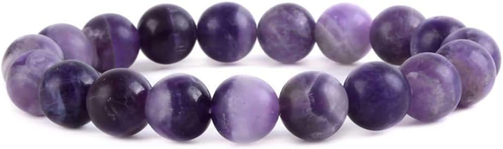 Natural Matte African Amethyst Gemstone 10mm Round Beads Stretch Bracelet 7inch Unisex