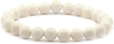 Angelstones Natural Buffalo Bone Gemstone 8mm Round Beads Stretch Bracelet 7 Inch Unisex