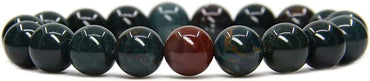 Angelstones Natural Green Bloodstone Heliotrope Genuine Semi-Precious Gemstones Healing 10mm Beaded Stretch Bracelet 7inch Unisex