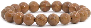 Natural Wood Jasper Gemstone 10mm Round Beads Stretch Bracelet 7inch Unisex