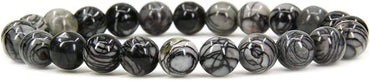 Angelstones Natural Picasso Jasper Gemstone 8mm Round Beads Stretch Bracelet 7inch Unisex