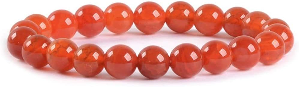 Angelstones Red Dragon Skin Agate 8mm Round Beads Stretch Bracelet 7inch Unisex