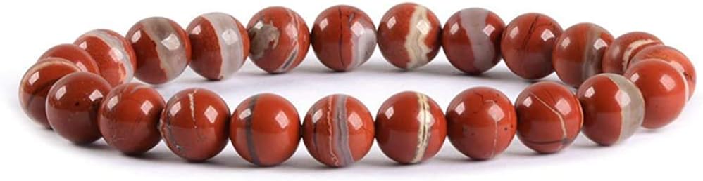 Natural Red River Jasper Gemstone 8mm Round Beads Stretch Bracelet 7inch Unisex